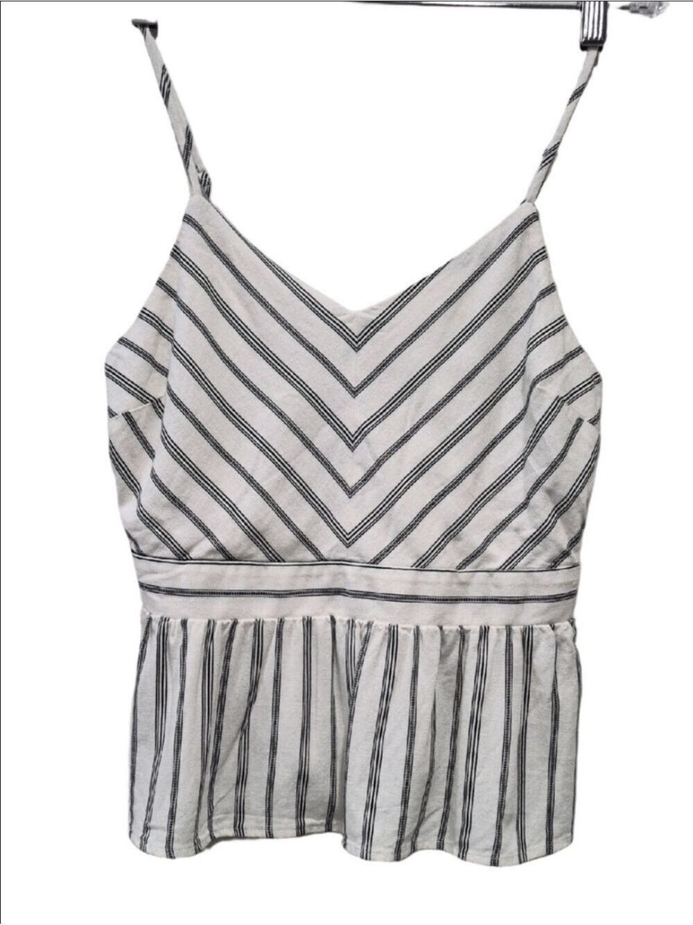 Monteau Black and White Striped Spaghetti Strap Top